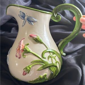 Temptations Floral Pitcher with dragonflies
